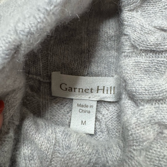 Garnet Hill Soft Gray Cable Turtleneck Sweater - Picture 5 of 6